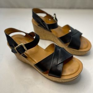 KORK-EASE Myrna Black/Beige Leather Sandals